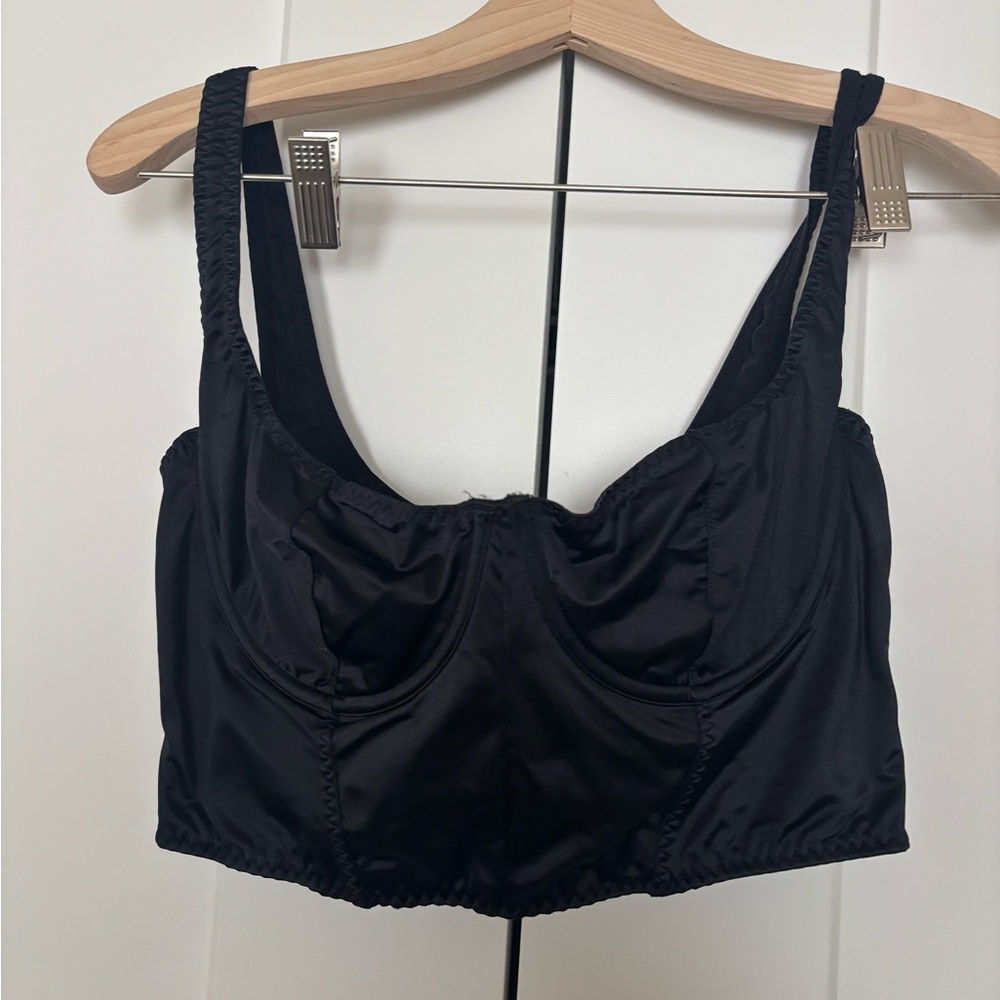 Skims Satin Stretch Black Corset Top - Size M